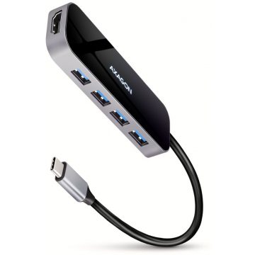   AXAGON hub USB-C 6in1 / HMC-6H4A / USB 3.2 Gen1 / 4x USB-A / HDMI / PowerDelivery / fém ház / 0,2 m