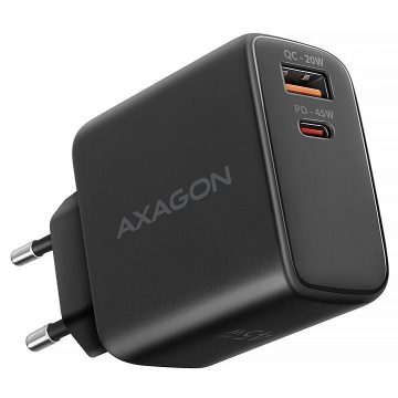   AXAGON hálózati töltő / ACU-PQ45/ 1x USB-C / 1x USB-A / PD3.0/QC4+/PPS/SFC2.0/AFC/SCP/Apple / 45W / fekete