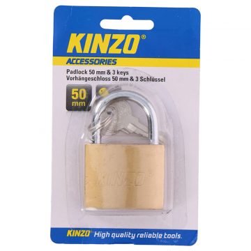 Kinzo - 50 mm-es sárgaréz lakat három kulccsal