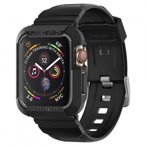 Spigen Rugged Armor Pro Case – Szíj tokkal Apple Watchhoz 44/45 mm (fekete)