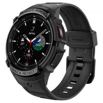   Spigen Rugged Armor Pro - Szíj + tok Samsung Galaxy Watch 6 Classichoz, 47 mm (fekete)