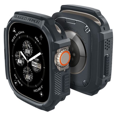 Spigen Rugged Armor – Apple Watch Ultra 1/2 tok 49 mm (sötétszürke)