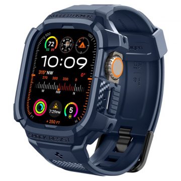   Spigen Rugged Armor Pro - Szíj tokkal Apple Watch Ultra 49 mm-hez (Navy Blue)